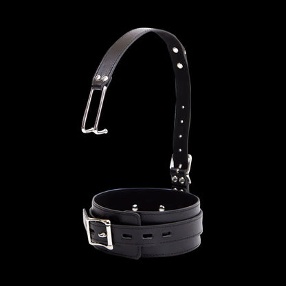 Leather Choker Collar Strap with Smooth Stainless Steel Nose Hook for Fetish Bdsm