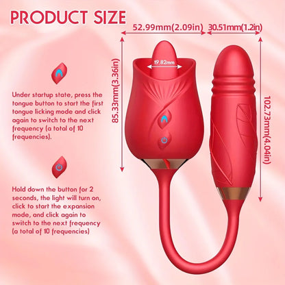 Rose Toy Vibrator For Women 3 In 1 Clitoral Stimulator