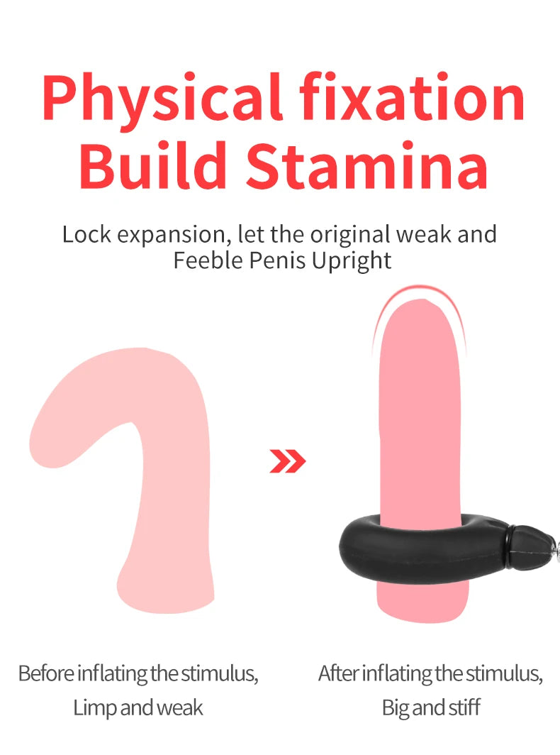 New Inflatable Penis Delay  Cock Lock ring