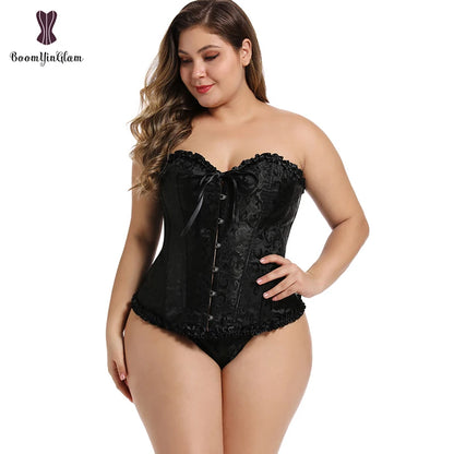 Corset Women Sexy Gothic Lace Up Boned Plus Size